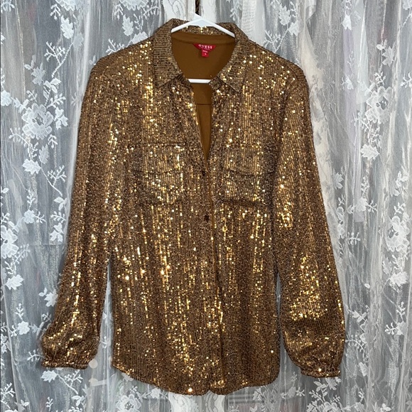 Guess Tops - EUC Guess Bronze Sequin Women's Top